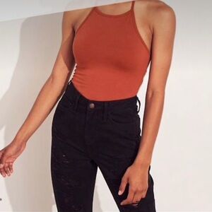 Hollister Tie Around Neck Halter Tank Top Burnt Orange Small